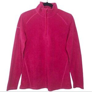 Columbia Quarter Zip Fleece Pullover Sweatshirt Top Bright Pink Half Zip